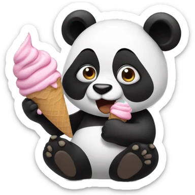 Panda eating ice cream sticker