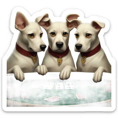The three headed dog from Harry Potter in the dogs playing poker painting sticker