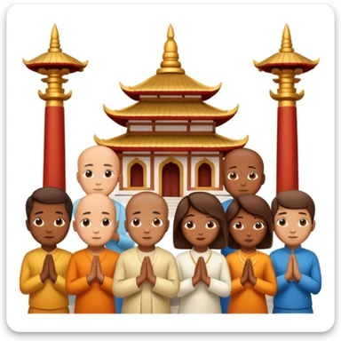 people praying in a Buddhist temple sticker