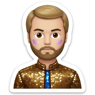 Paul Verlaine with dark blonde hair, bronze sequin outfit  sticker