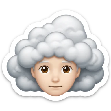 zoned out face with clouds floating around its head sticker