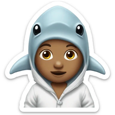 baby wearing a shark pijama sticker