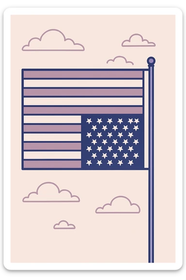 upside down American flag symbolizing distress, clear stars and stripes, bold colors, no text, simple background sticker