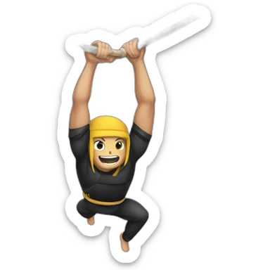 Ninja Warrior athlete, hanging from rings sticker