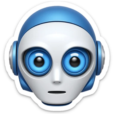 tête de robot cosmonaute bleu et blanc avec des yeux plié bleu style cartoon sticker