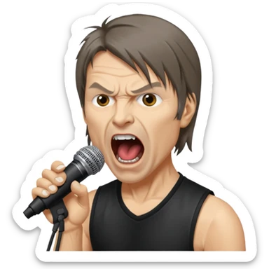 bruce dickinson, metal musician, screaming with mirophone sticker