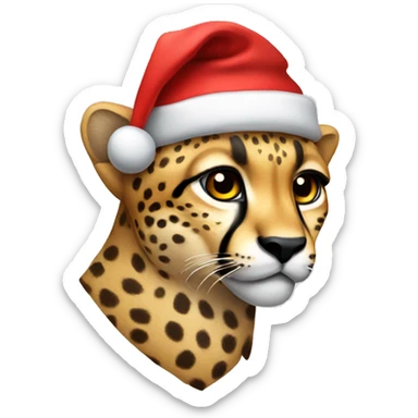 Cheetah with a Santa hat sticker