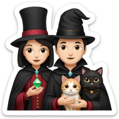 magician couple and th@ClashOfClansShopNo1eir pet cat sticker