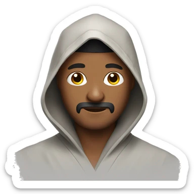 Brown man with a robe wearing a ninja mask sticker