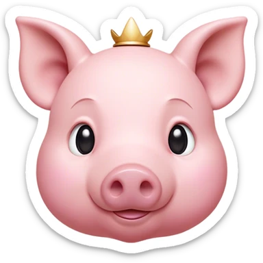Cinematic Noble Piglet Portrait Emoji, Poised and regal, with a tiny, delicate build and a soft, smooth rosy-pink hide, deep-set soulful beady eyes, Simplified yet sharp and sophisticated features, highly detailed, glowing with a gentle, dignified glow, high shine, intelligent and endearing, stylized with an air of miniature nobility, focused and attentive, soft glowing outline, capturing the essence of a watchful and confident little piglet, so majestic it feels as though it could scamper out of the screen with effortless authority! sticker