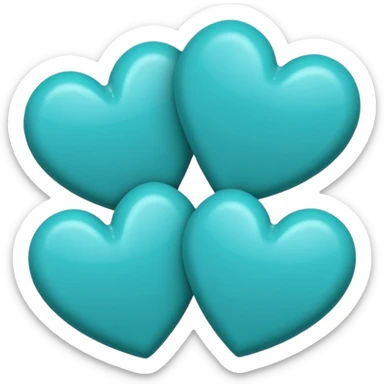 3 teal lined hearts that are hollow in the center sticker