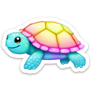 Kawaii pastel neon rainbow bedazzled turtle sticker