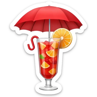 Fruit Punch – colorful drink with fruit chunks and umbrella sticker