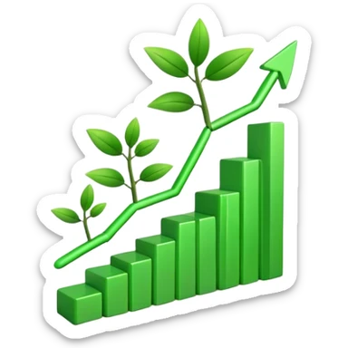 Cinematic realistic 3d green growing graph sticker