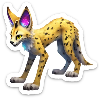 Epic Edgy Colorful Sparkly Sergal-Serval-Vernid full body sticker