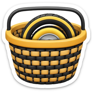 Basket with tire sticker