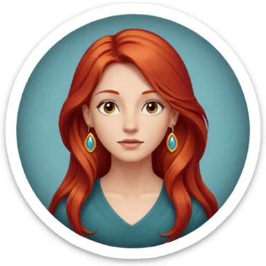 une personne joli, aved des cheveux long roux, des boucles d'oreilles de face dans un rond  sticker