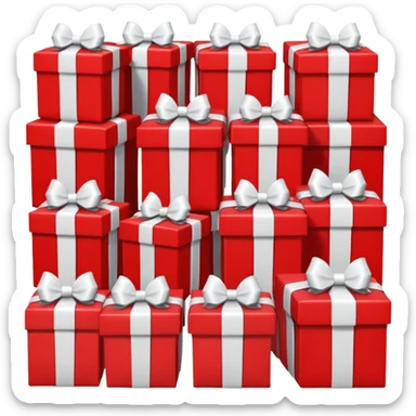lots of red gift boxes with white bows sticker