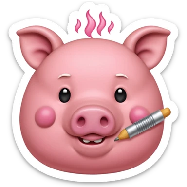 Un cerdito mordiéndose el dedo coqueteando que el cerdo tenga pestañas cortitas y encrespadad sticker