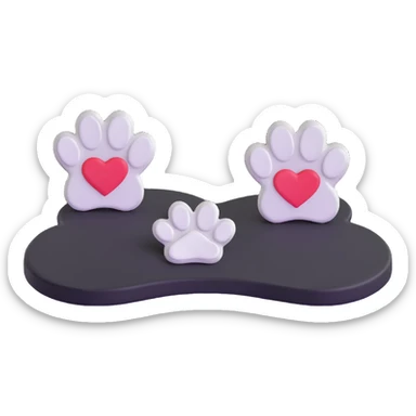 two puppy paws with a white heart on the pad sticker