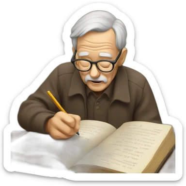 old man writing a dictionary sticker