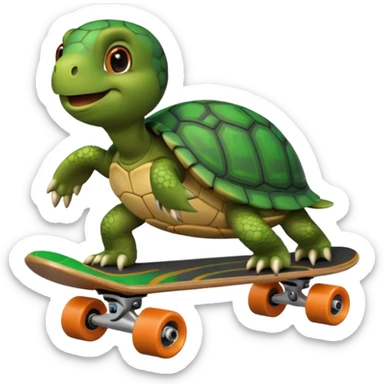 A turtle riding a skateboard sticker