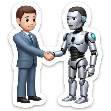 cyborg doing a handshake with business man sticker