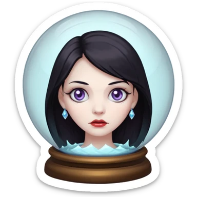 A Ghoulish Lady's head in a crystal ball sticker