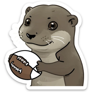 Baby otter holding a football  sticker
