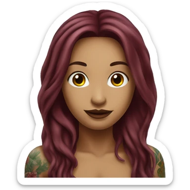 Beautiful tattooed  burgundy long haired woman swimming in a pool sticker