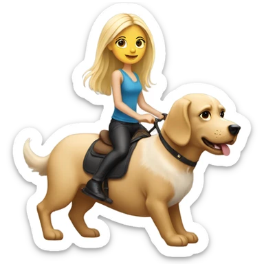 Blonde hair girl riding a dog sticker