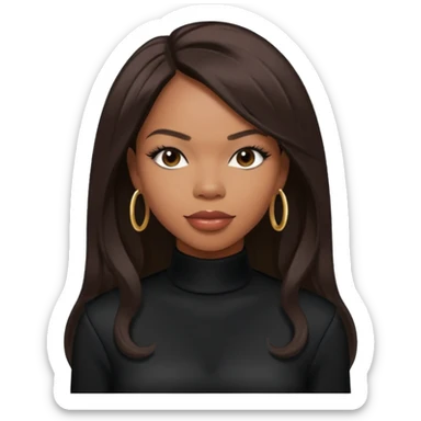 Tenitra Michelle Williams, R&B Singer (b.1979) from Destiny's Child with long dark brown hair, medium dark skin, black outfit sticker