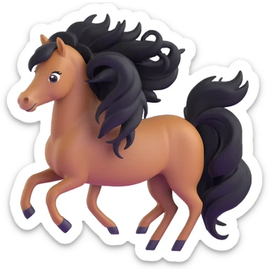 eager pony with hair blowing in the wind sticker