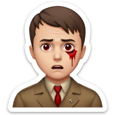 Charlie kirk with bullet hole on neck and scared expression  sticker
