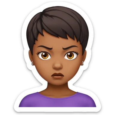 angry black girl with pixie cut sticker
