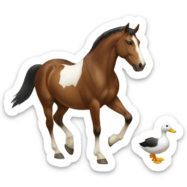 A horse that is walking a duck  sticker