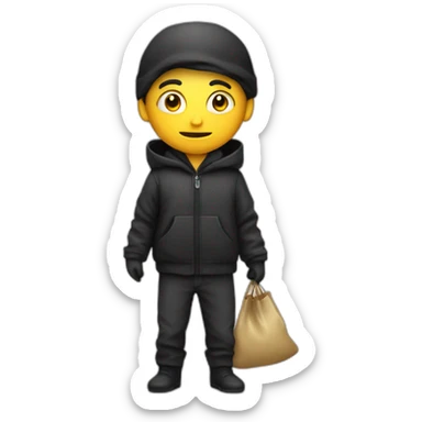 thief holding a bag of money with strips clothes sticker