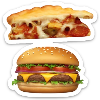 Pizza and a burger takeaway sticker