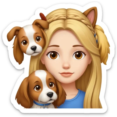 A girl with dog on head sticker