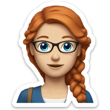  female teacher redhead hair holding books blue eyes sticker