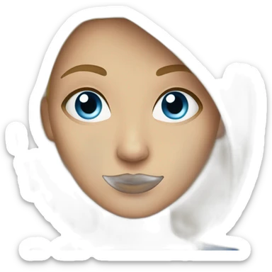 woman blonde blue eyes listening to podcast sticker