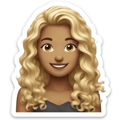 A girl from Dubai with blonde brownish long curly hair holding a cat and smiling and winking  sticker