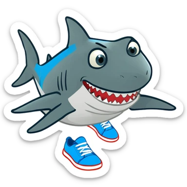Shark with blue shoes sticker