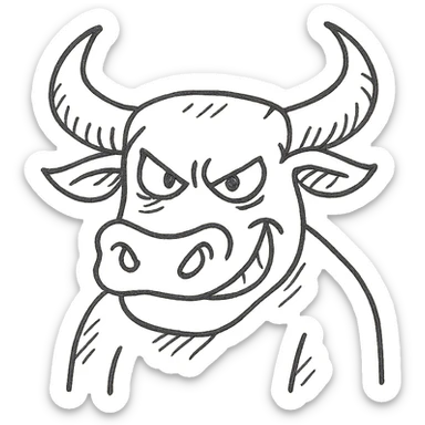 angry mischievous bull sticker