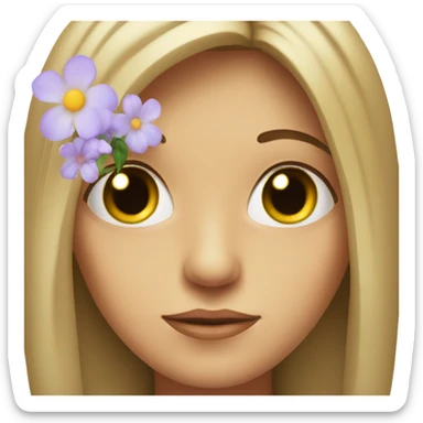 side eye face with a flower sticker