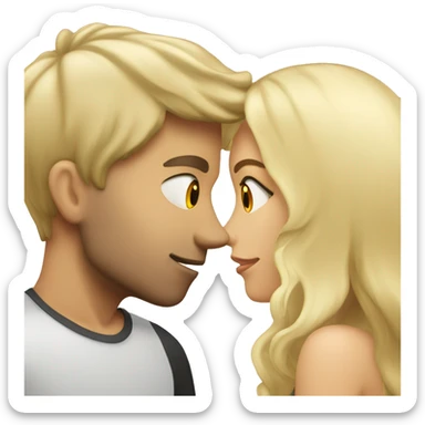 blonde girl and boyfriend with dark hair kissing sticker