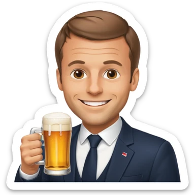 Macron qui boie une biere sticker
