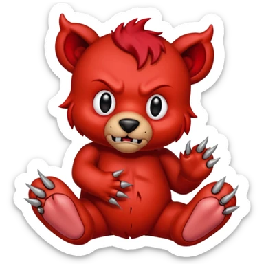 Devil creature hurting a teddy bear sticker