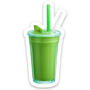 Green smoothie with glass straw sticker