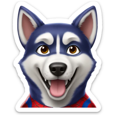 Husky dog wearing Spider-Man costume sticker